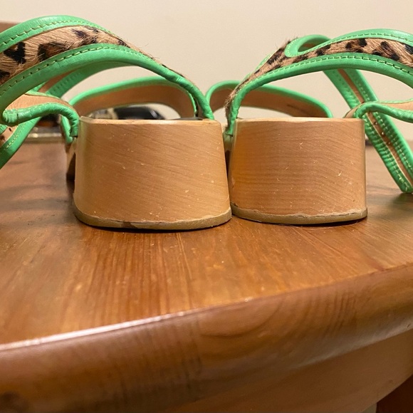 COPY - Swedish Hasbeens - wood, neon green, leopard - size 8 - Picture 4 of 8